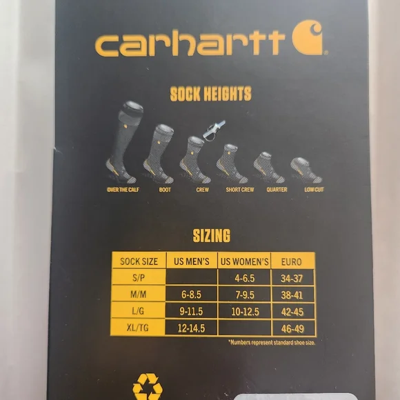 L Mens Carhartt 62% Wool Blend Over The Calf Sock Black Fits 9-11.5 - Picture 2 of 4